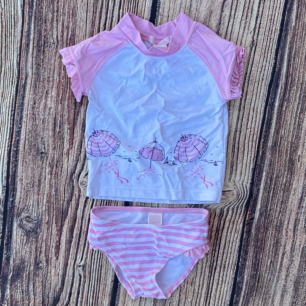 Janie and Jack Pink and White Kids Swim Bikini